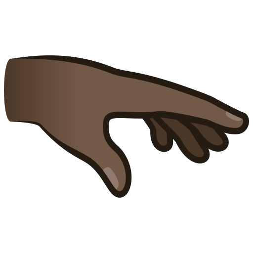 mano con la palma hacia abajo: tono de piel oscuro as rendered by JoyPixels