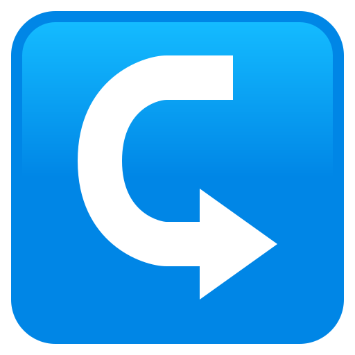 left arrow curving right as rendered by JoyPixels