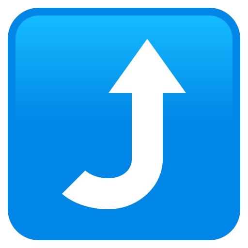 right arrow curving up as rendered by JoyPixels