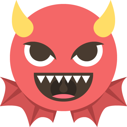 Angry Face with Horns as drawn by JoyPixels in 2.0