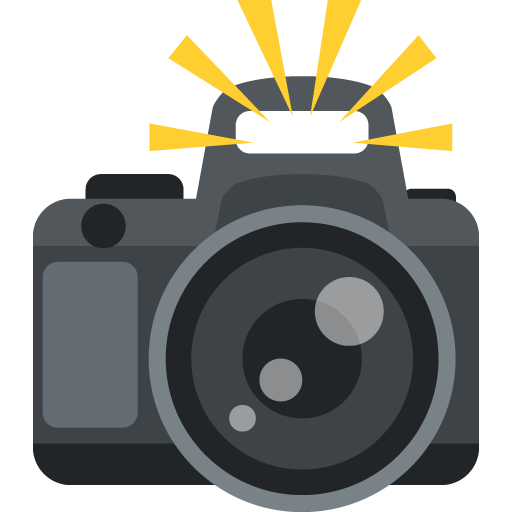 Camera with Flash as drawn by JoyPixels in 2.0