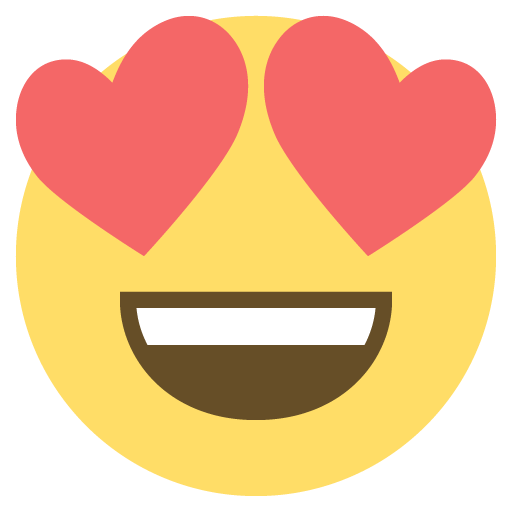 Smiling Face with Heart-Eyes as drawn by JoyPixels in 2.0