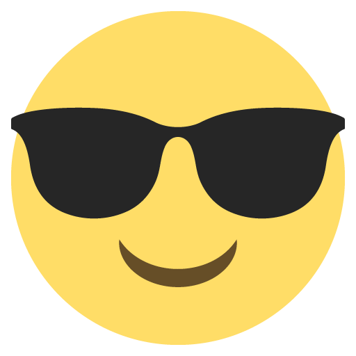 Smiling Face with Sunglasses as drawn by JoyPixels in 2.0