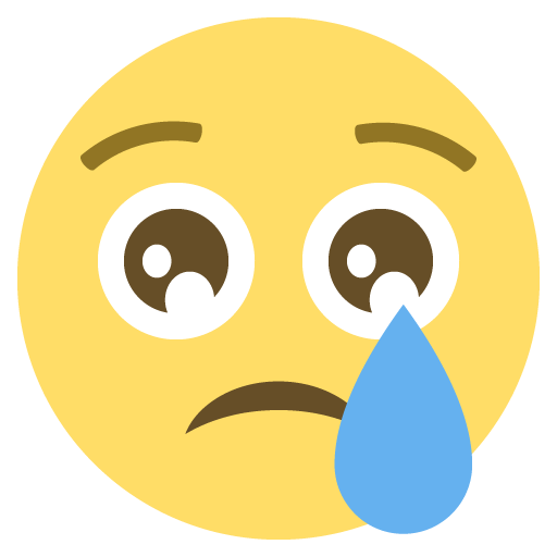 Crying Face as drawn by JoyPixels in 2.0