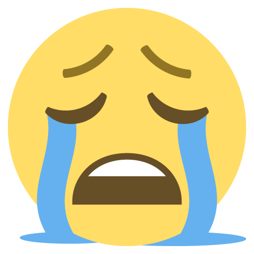 Loudly Crying Face as drawn by JoyPixels in 2.0
