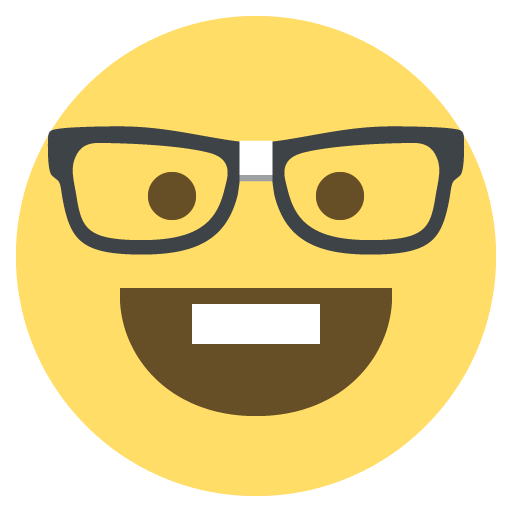 Nerd Face as drawn by JoyPixels in 2.0