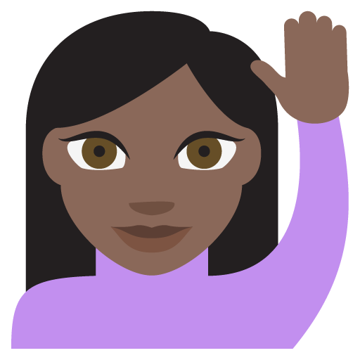 Person Raising Hand: Dark Skin Tone, the previous design