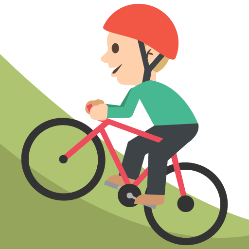 Person Mountain Biking: Medium-Light Skin Tone, the previous design