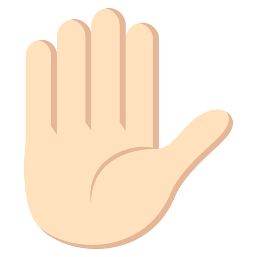 Raised Hand: Light Skin Tone, the design in this release