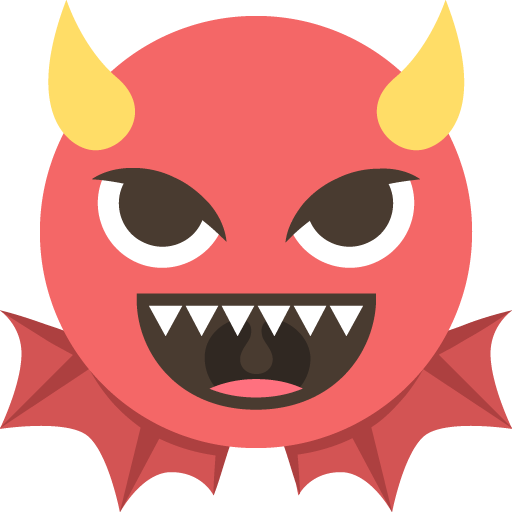 Angry Face with Horns as drawn by JoyPixels in 2.2.4