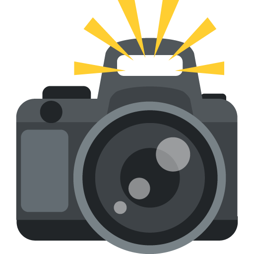 Camera with Flash as drawn by JoyPixels in 2.2.4