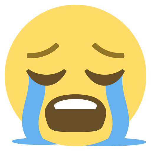 Loudly Crying Face as drawn by JoyPixels in 2.2.4