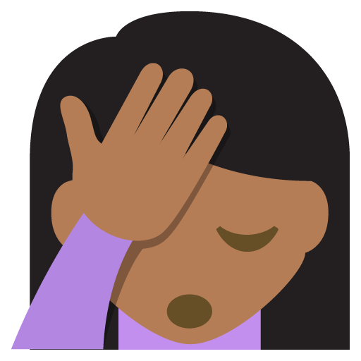 Person Facepalming: Medium-Dark Skin Tone, the design in this release
