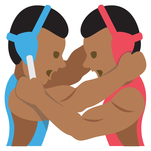 People Wrestling: Medium-Dark Skin Tone, the design in this release