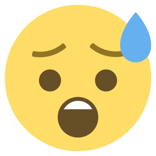 Anxious Face with Sweat as drawn by JoyPixels in 2.2.5