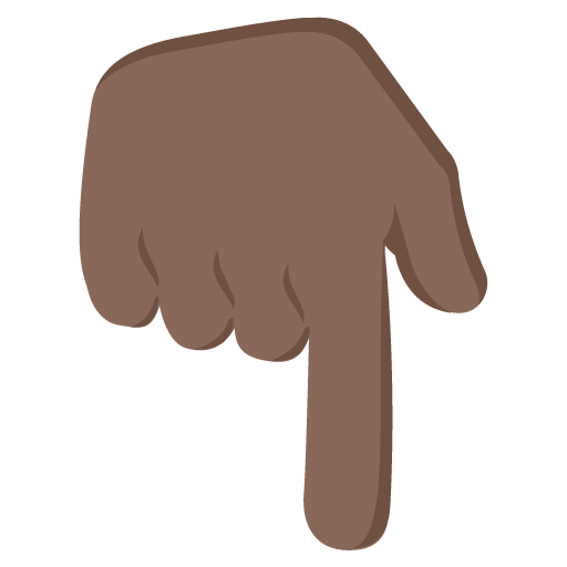 Backhand Index Pointing Down: Dark Skin Tone, the design in this release
