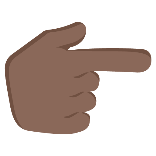 Backhand Index Pointing Right: Dark Skin Tone, the design in this release
