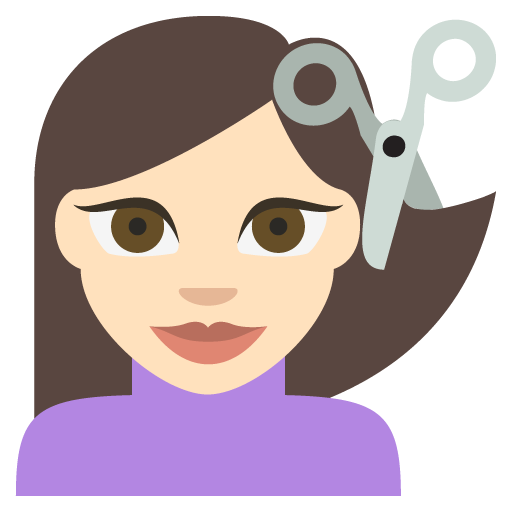 Person Getting Haircut: Light Skin Tone, the design in this release