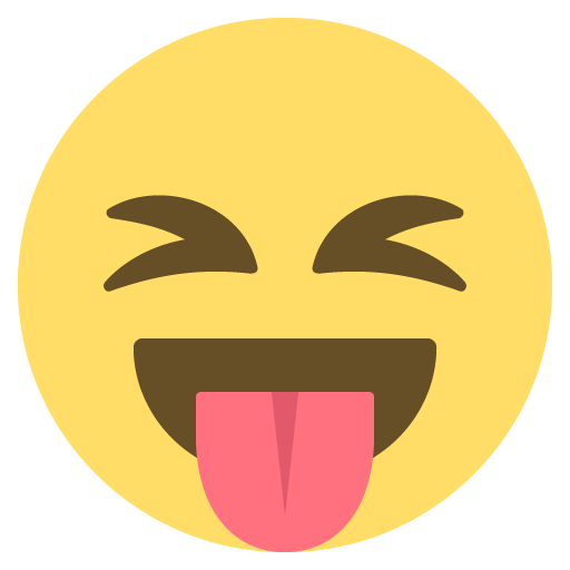 Squinting Face with Tongue as drawn by JoyPixels in 2.2