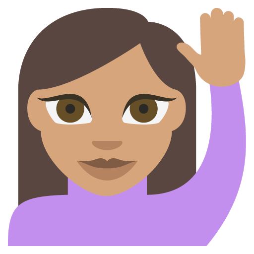 Person Raising Hand: Medium Skin Tone, the design in this release
