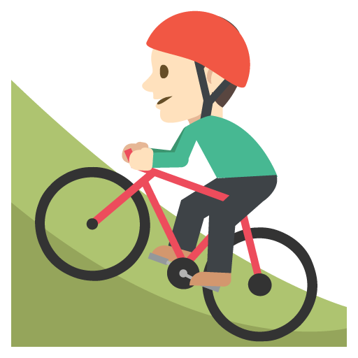 Person Mountain Biking: Light Skin Tone, the design in this release