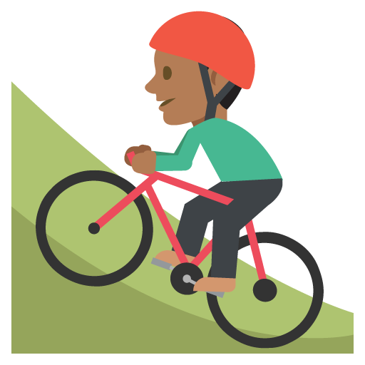 Person Mountain Biking: Medium-Dark Skin Tone, the design in this release