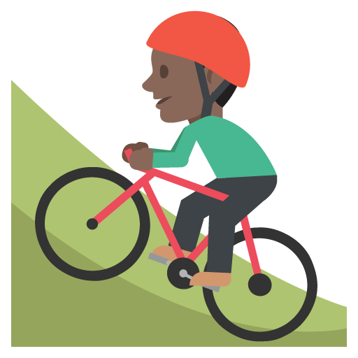 Person Mountain Biking: Dark Skin Tone, the design in this release