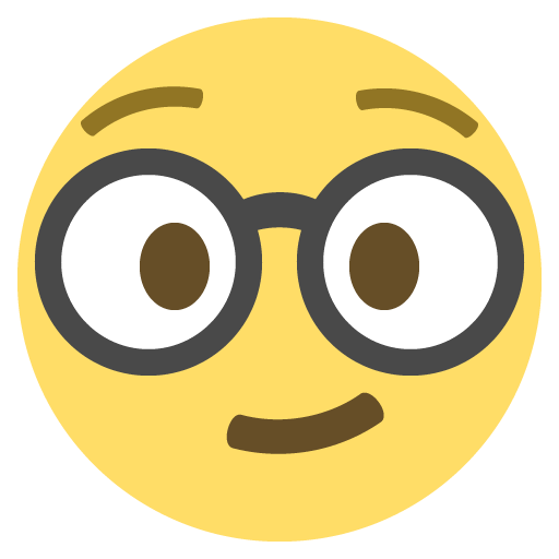 Nerd Face as drawn by JoyPixels in 2.2