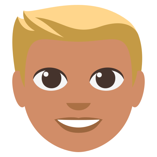 Man: Medium Skin Tone, Blond Hair, the design in this release