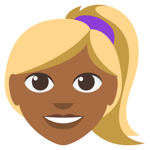 Woman: Medium-Dark Skin Tone, Blond Hair, the design in this release