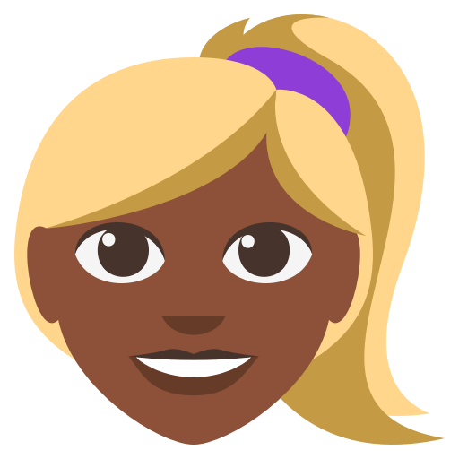 Woman: Dark Skin Tone, Blond Hair, the design in this release