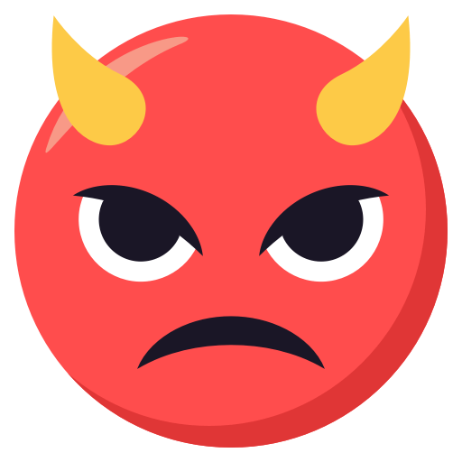 Angry Face with Horns as drawn by JoyPixels in 3.0