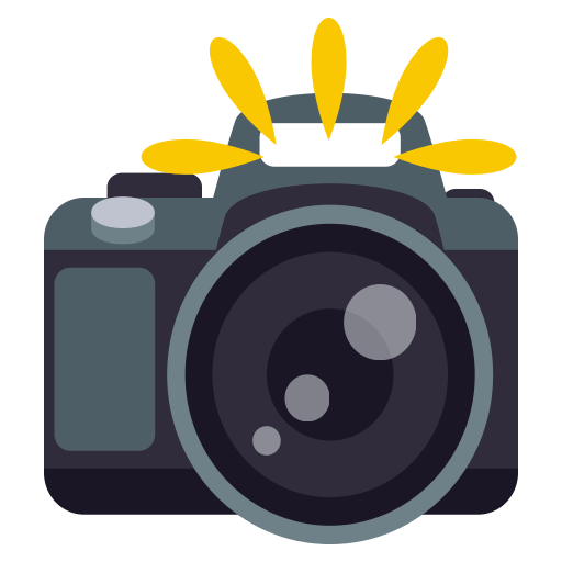 Camera with Flash as drawn by JoyPixels in 3.0