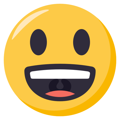 Grinning Face with Big Eyes as drawn by JoyPixels in 3.0