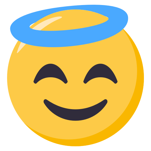 Smiling Face with Halo as drawn by JoyPixels in 3.0
