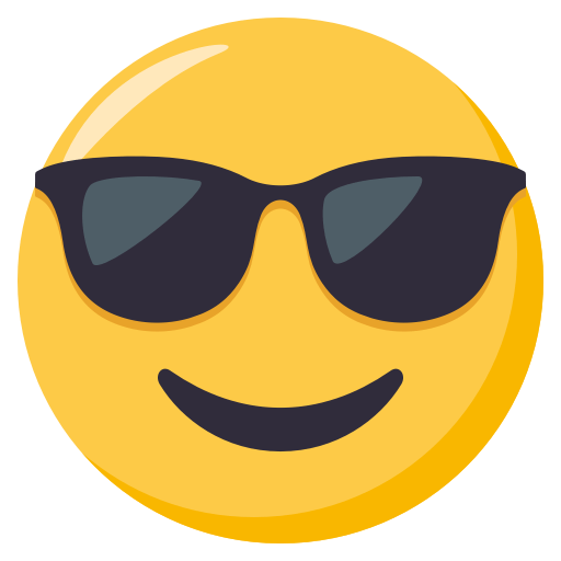 Smiling Face with Sunglasses as drawn by JoyPixels in 3.0