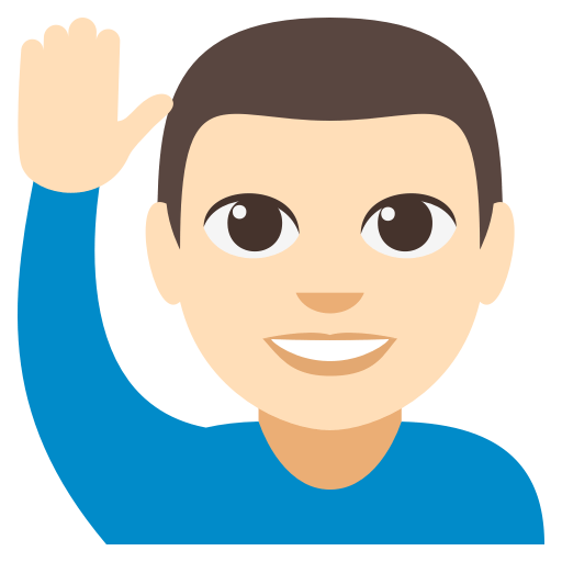 Man Raising Hand: Light Skin Tone, the design in this release
