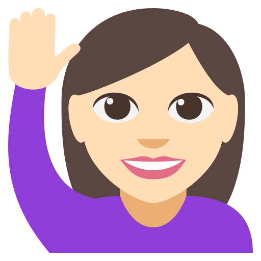 Person Raising Hand: Light Skin Tone, the design in this release