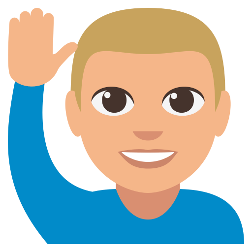 Man Raising Hand: Medium-Light Skin Tone, the design in this release