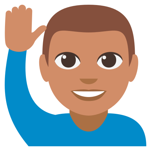 Man Raising Hand: Medium Skin Tone, the design in this release