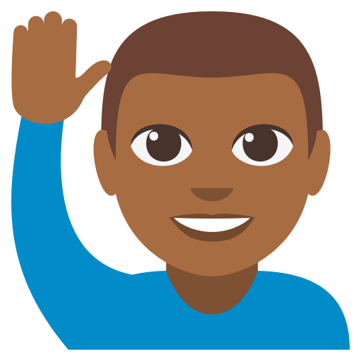 Man Raising Hand: Medium-Dark Skin Tone, the design in this release