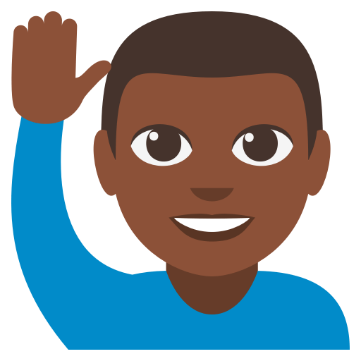 Man Raising Hand: Dark Skin Tone, the design in this release