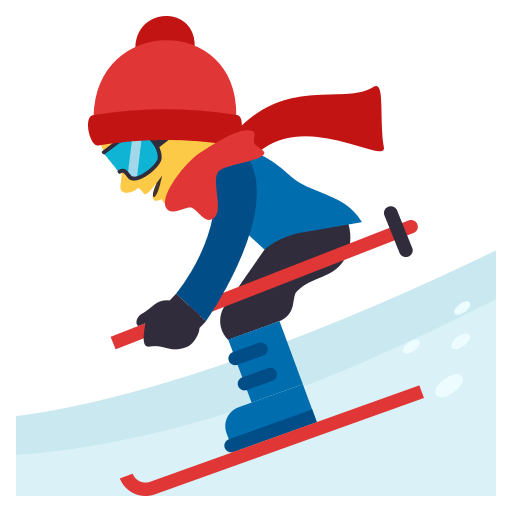 Skier as drawn by JoyPixels in 3.0