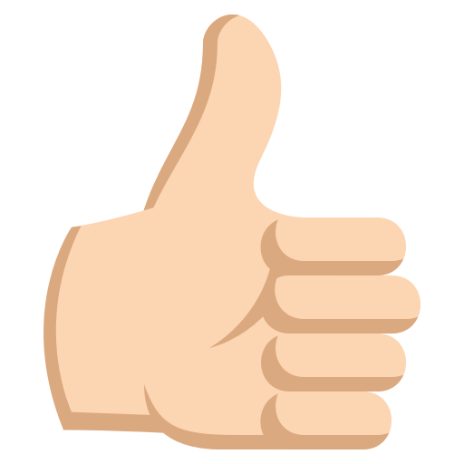 Thumbs up: Light Skin Tone as drawn by JoyPixels in 3.1