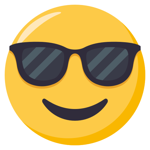 Smiling Face with Sunglasses as drawn by JoyPixels in 3.1