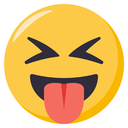 Squinting Face with Tongue as drawn by JoyPixels in 3.1