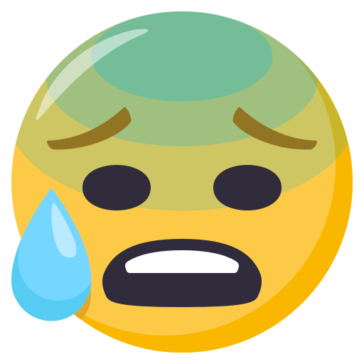 Anxious Face with Sweat as drawn by JoyPixels in 3.1