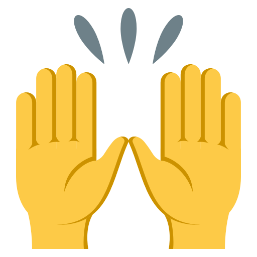 Zwei Erhobene Handflächen as drawn by JoyPixels in 3.1