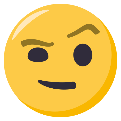 Face with Raised Eyebrow as drawn by JoyPixels in 3.1