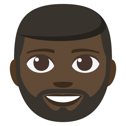 Person: Dark Skin Tone, Beard, the previous design